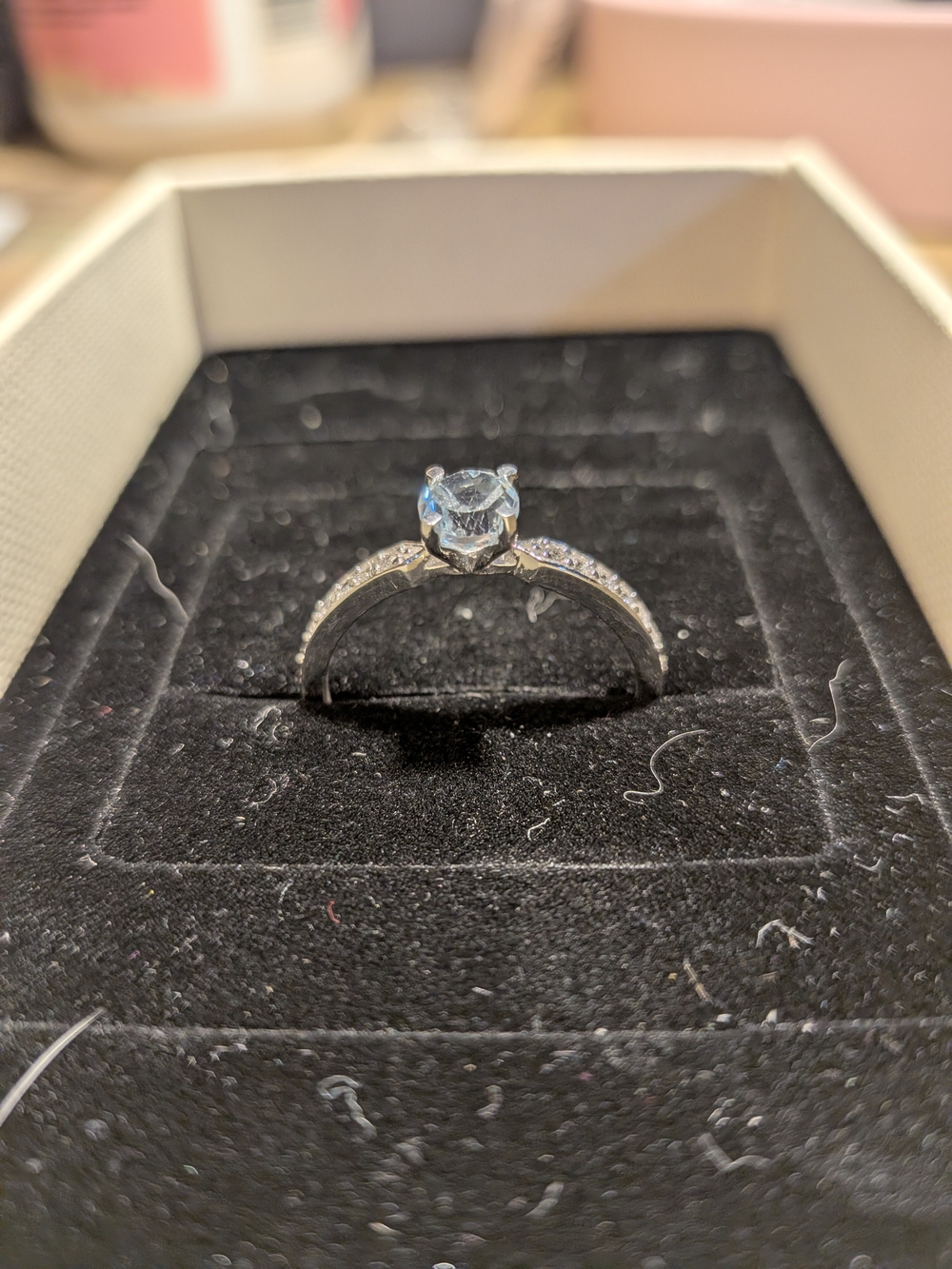 Clear Crystal Solitaire Ring in Silver Tone